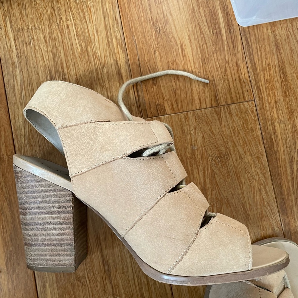Hinge Nude Lace Up Heels - Sz 8